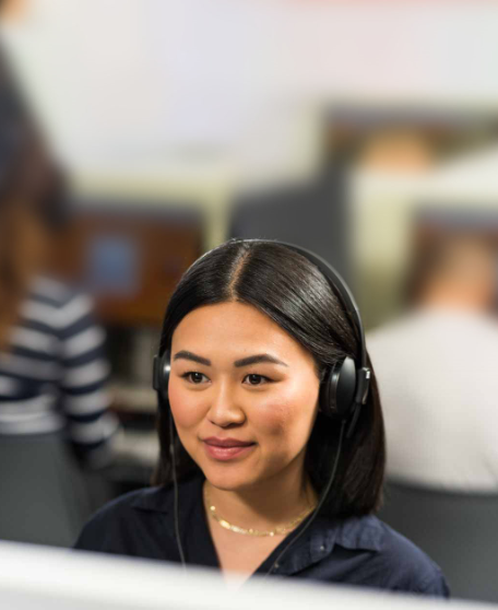 A female taking ielts on computer