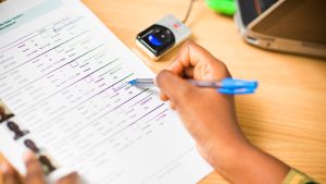 Someone taking an English language proficiency test A person taking an English language proficiency test