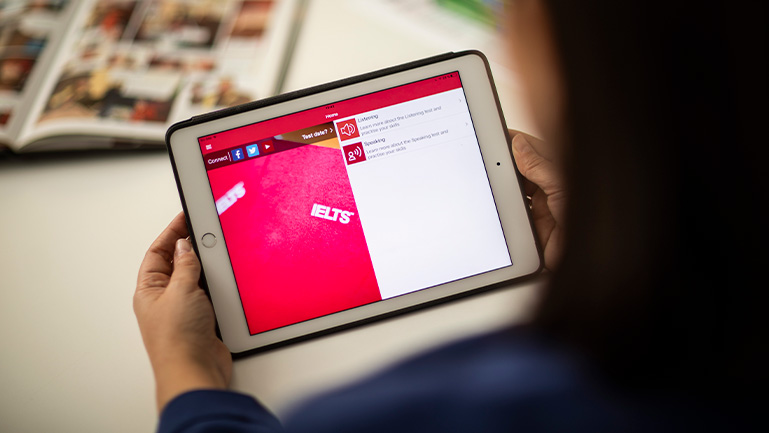 Tablet with IELTS page