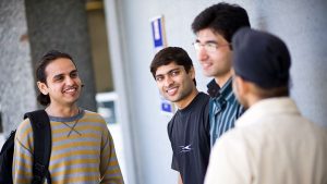 A group of people talkin